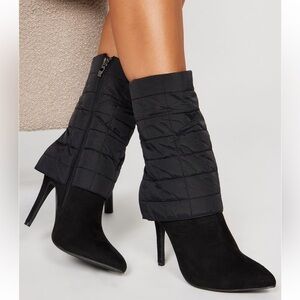 Fashion Nova Black Quilted Ankle Boots